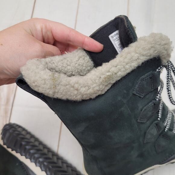Sorel Out and About leather snow boots sherpa Tall duck boot - Picture 8 of 11